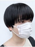 グレーベージュ/レイヤーロング/黒髪/前髪パーマ