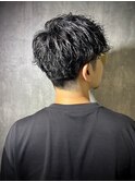 ツーブロックビジネスショートフェードスパイラルツイストパーマ