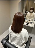 髪質改善ピンクブラウンカラー