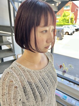 ヘアー アイス 御器所本店(HAIR ICI) 20代30代40代ミニボブ艶髪ピンクブラウン小顔ブリーチなし