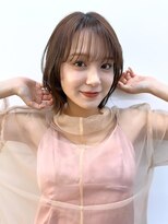 ランテルディ 渋谷(LANTERDIT)&nbsp;外ハネボブ　顔周りカット　シースルーバング　ベージュ　透明感