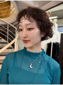 くせ毛パーマ/ボブ/ショート/ウエット/オン眉