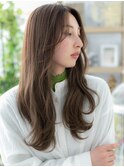 ★くすみベージュかきあげ前髪韓国風巻き毛先パーマ20代30代★1