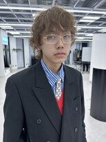 メンズレコ 渋谷(MEN'S LECO)&nbsp;ブルーブラックフェザーパーマ刈り上げセンターパート