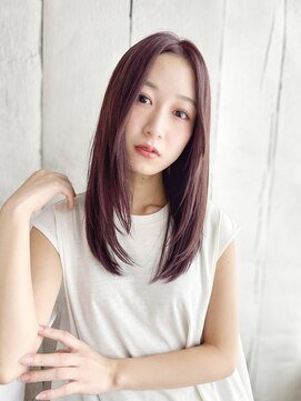 【町田】ピンク系ロング×センターパート内巻き×今っぽ大人ヘア