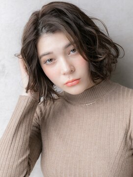 カバーヘア ブリス 北浦和(COVER HAIR bliss) 黒髪ダークアッシュワンレンゆるふわボブパーマ30代40代W北浦和