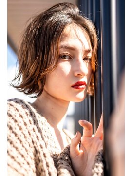 ハバナ 天神(HAVANA) 【HAVANA天神】切りっぱなし前下がりボブ×とろみグレージュ