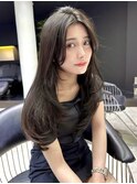 ワンカール ロングレイヤーカット グレージュ 韓国 似合わせ