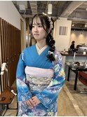成人式ガーリー編みおろしヘア