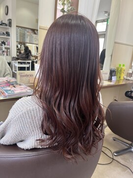 コアフィールフィス(COIFFURE fils) 《見附　今町》　M3D ピンクレッド　ロング　巻き髪