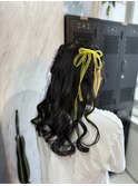 《カジュアルヘアセット》編み込みハーフツイン