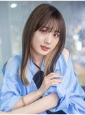 ロング顔周りレイヤー韓国ヘアおくれ毛_F0614