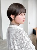 ショート前髪カットおくれ毛オリーブベージュ_F20861