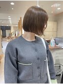 morio札幌　丸みボブ　内ボブ　ぱつっとボブ　ベージュカラー