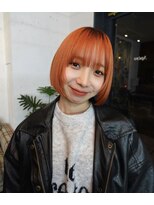 アペロ 柏(Apero)&nbsp;ブリーチ/アプリコットオレンジ/ボブ/柏美容室