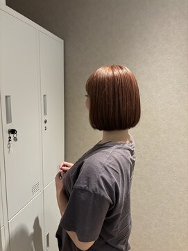 ヘアポケット スタイル店(HAIR POCKET) ブリーチ1回オレンジブラウン まるみボブ