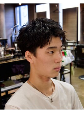 ワンワンオー バーバーショップ 博多店(@110 BARBER SHOP) フリックパーマジェントルショートマレットヘアウォーリアカット