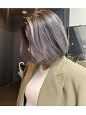【なつみ】透明感,艶感ハイトーンボブホワイトパープルヘア