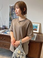 ヘアーアイストゥーレ(HAIR ICI TRE)&nbsp;外ハネボブ　ブリーチカラー　オリーブベージュ　担当渡邉桜桃