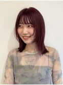 ぷつっとボブ　外ハネボブ　暖色ボブ　レイヤーボブ　長めボブ