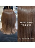 モカブラウンブリーチなしダブルカラー_外ハネボブミディアム_N