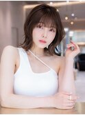 チョコグレージュ/20代30代大人かわいい/ミディアムレイヤー