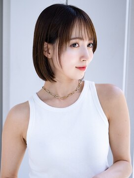 エインアンリー 表参道(AIN.ANLY.) 薄めバングくせ毛風カール長めバングミディアムボブルフミニボブ