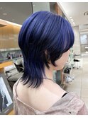 ブルーカラー/ウルフ/エンドカラー/デザインカラー/マレットヘア