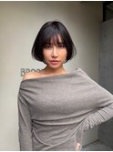 ミニボブ　シースルーバング　前髪　内巻きボブ　ひし形ボブ