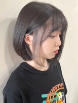 トレヘアー(tRe hair) インナーカラー　ホワイト　ボブ