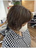 ウェーブボブ×脱白髪染めハイライト