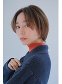 大人かわいいセンターパートナチュラルボブ/透明感ベージュ