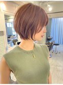 ショートボブ/大人美人ショート/艶ブラウン