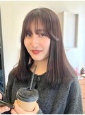 大人可愛いブリーチなしラベンダーグレージュカラーふわミディ