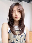 くすみベージュ秋色ウルフレイヤーロング_ba484821