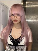 15396ブリーチ＆ダブルカラーラベンダーパープルレイヤーロング