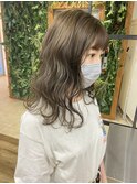 大人美人アッシュオリーブショコラアッシュ韓国風巻きモテ髪