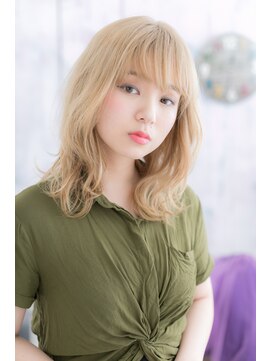 ミック 日暮里店(miq) ハイトーンカラー★外国人風フリンジウェーブb