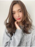 小顔パーマ×ナチュラルミディ×アッシュブラウン