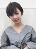 グレージュカラーボブウルフ黒髪ココアベージュ