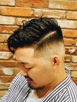 ヒロギンザバーバーショップ 丸の内店(HIRO GINZA BARBER SHOP)&nbsp;かきあげスパイラルパーマ×スキンフェード