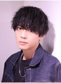 大人のシャドウパーマ 刈り上げマッシュ