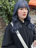 ヌープヘアーアイス(NUUP.hair ici)&nbsp;ブリーチなしブルーグレージュ黒髪ハイライトレイヤーロング