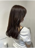 アッシュブラウン秋カラー艶髪ベージュロング韓国ヘアレイヤー