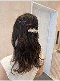 【中里恵梨】ハーフアップ/ヘアセット/お呼ばれヘア/編み込み