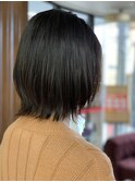 黒髪ひし形ボブ/艶髪美髪/グラボブ外ハネ/くびれショート