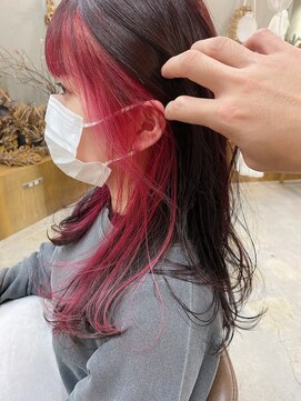 マロウ(mallow) 《花屋併設》ピンクイヤリングカラー@20代30代40代@ケアブリーチ