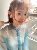 グレーベージュ前髪パーマレイヤーカットダブルカラー髪質改善