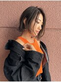 外ハネニュアンスボブ×ハイライト