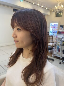 フレア(FLAiR) お顔に沿った顔周りカットとオレンジブラウンカラー